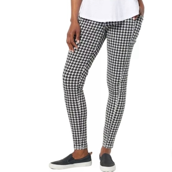 Denim & Co Active Stretch Athletic Leggings Side Pocket Black Houndstooth Size M - Picture 9 of 9